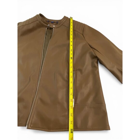 APT.9 Imitation Leather Moto Jacket, Brown Women L, Zip Pockets Biker - Picture 9 of 11